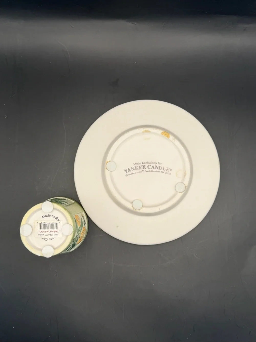 Yankee Candle Botanical Ceramic Plate & Votive Holder Set Floral Green